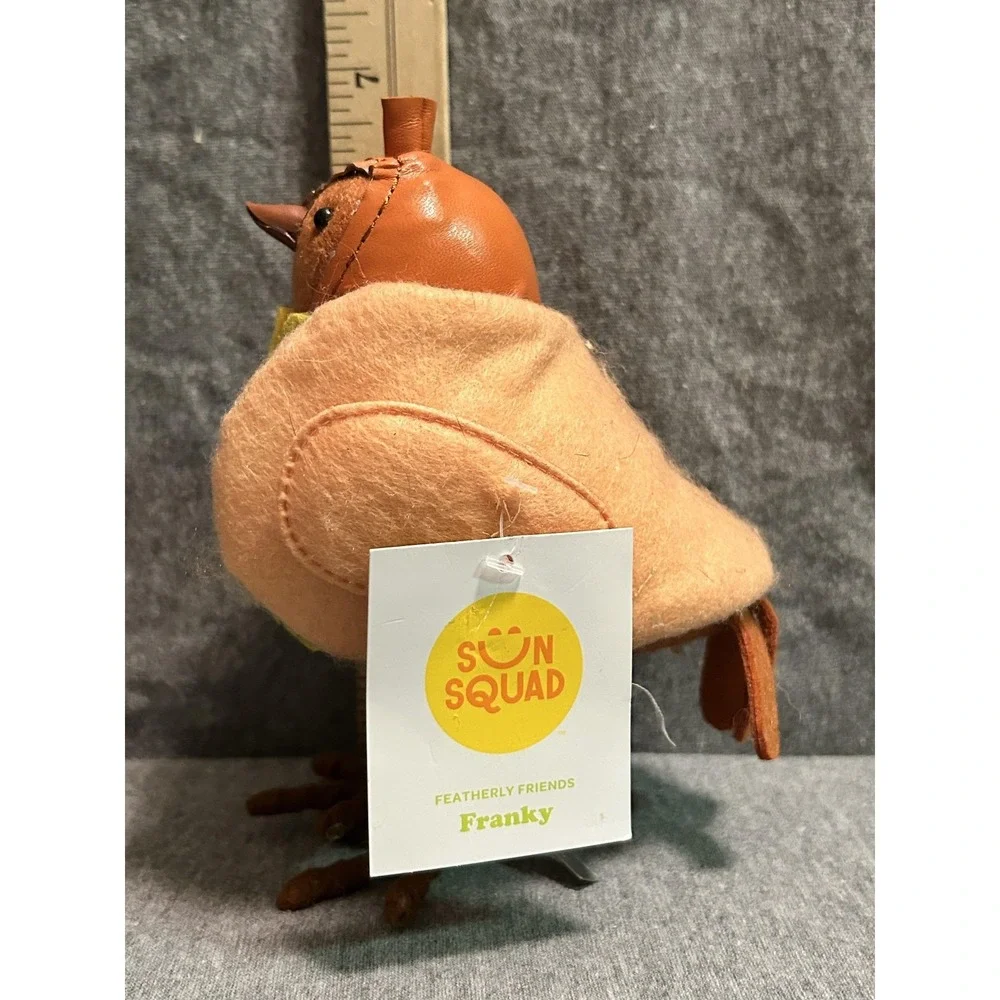 Sun Squad Featherly Friends Franky Brown Blackbird Figurine Hot Dog Decor Small
